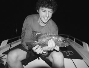 Antony from Tweed Coast Marine with his first mangrove jack – no wonder he has a big smile on his face.